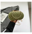 Grasgrüne Wildledertasche mit weißen Punkten und goldenem Schleifenverschluss - Einheitsgröße / Grün