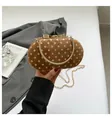 Brown polka dot crossbody bag with gold bow clasp and delicate chain strap - One Size / Brown