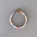 Detailed view of colorful pastel beads bracelet featuring a gold OT toggle clasp - One Size / Pink Blue Yellow White Translucent Bead Style (24) / 17+3cm