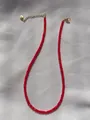Detail of red faceted natural stone beads and 18k gold plated lobster clasp on necklace - Necklace / 38+5cm / Red
