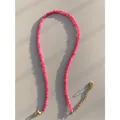 Handgemaakte ketting met roze natuurstenen en 18 karaat goud vergulde karabijnsluiting - Ketting / 38+5cm / rozenroze