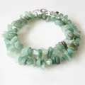 Detail showing natural light green stone fragments with a silver lobster clasp closure - Light Green Stone Chips (Style B) / Steel