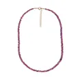 Minimalist tiny natural stone beaded choker with gold adjustable chain for women - One Size / Purplish Red Ore Style (Style 14)