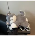 Kreativer Plüsch-Husky-Rucksack in Grau und Weiß, ideal für Studenten als Geschenk - Einheitsgröße / Grau