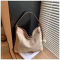 Beige suede hobo tote bag with brown leather strap and decorative plush ball charm - With Pendant / Khaki