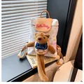 Niedlicher Bär Rucksack in Weiß und Braun aus Leder mit Hello Baby Stickerei - Beige