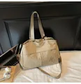 Khaki nylon tote bag with multiple pockets and adjustable strap for daily commute - Khaki