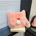 Süße rosa Plüsch-Schultertasche mit Hasenohren und weichem, flauschigem Bommel-Detail - Rosa