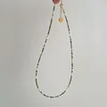 Minimalist pearl necklace with earth-tone natural stones and gold heart pendant charm - One Size / Multicolor Natural Stone Style (Style 16)