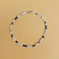 Handmade freshwater pearl and purple natural stone beaded necklace with lobster clasp - Style 4 (Necklace)