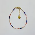 Bohemian handmade beaded bracelet in navy, red, and pink with heart pendant - Navy Blue Red Pink Multicolor Style (A) / 17+3cm