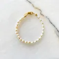 Detail of freshwater pearls and white tube beads bracelet on white marble surface - White Irregular Artificial Pearl Style (M) / 17+3cm