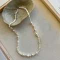 Baroque natural freshwater pearl necklace with vintage gold clasp and extender chain - Necklace Style B / 38cm+5cm