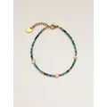 Elegante groene edelsteen en zoetwaterparel armband met hartvormige bedel en gouden sluiting - Groene Natuursteen Stijl