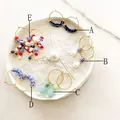 Bohemian style hoop earrings featuring blue beads and pearls in 18K gold plated finish - Single Bead Simple Drop Style (Style A)