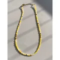 Handmade yellow natural stone beaded necklace with gold spacers and lobster clasp - One Size / Bright Yellow Stone Style (Style 15)