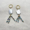 Bohemian dangle earrings with white baroque pearls and colorful beaded tassels - Earrings / 1 Pair Pack / Colorful