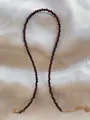 Detail of red faceted natural stone beads with gold plated adjustable chain and lobster clasp - One Size / Deep Red Faceted Stone Style (Style 25)