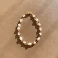 Bracelet vintage français avec perles d'eau douce naturelles et perles violettes - Style Perle d'Eau Douce Rouge Foncé (H)