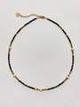 Detail of black spinel choker with freshwater pearls and heart pendant clasp - Necklace 2 (38+5cm)