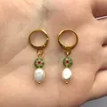 Orecchini pendenti con perle di vetro floreali e perle d'acqua dolce naturali - Perline floreali in vetro a lume colorate stile D