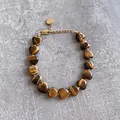 Bracciale vintage con perle a cuore in occhio di tigre con chiusura dorata e estensione - Stile Cuore Occhio di Tigre (A) / 17+3cm