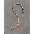 Bohemian beaded necklace featuring pink translucent stones and blue evil eye charms - Style K / One Size / 38+5cm / Pink