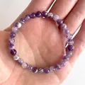 Elastische armband met natuurlijke droomamethist kralen in gepolijste paarse tinten - Chevron Amethist(Armband 45)