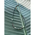 Colorful natural stone and freshwater pearl necklace on a green leaf background - Necklace 20 (38+5cm)