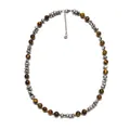 Collar de cuentas de ojo de tigre hecho a mano con separadores metálicos y cierre ajustable - Estilo Largo