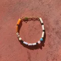 Handmade beaded natural stone necklace and bracelet with colorful gems and golden heart tag - Style 11 (Bracelet)