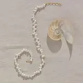 Collier en perles d'eau douce baroques avec fermoir doré ajustable et décor de nautile marin - Collier Style BP à 3/7 Trous / 38+5cm
