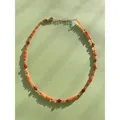 Vibrant orange and red natural stone beaded necklace with sweet candy square accents - Necklace 13 (38+5cm)