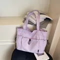 Light purple nylon tote bag with drawstring pockets and minimalist casual commuting style - One Size / Purple