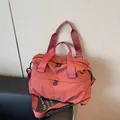 Minimalist coral red nylon multi-functional travel bag with adjustable strap for women - One Size / Red