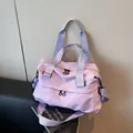 Lavender nylon crossbody messenger bag with adjustable strap and large capacity travel design - One Size / Purple