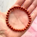 Rode jaspis edelsteen kralenarmband met gladde ronde natuursteen van 6mm - Roodbruine Steen(Armband 54)