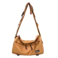 Minimalist camel crossbody bag with waterproof nylon fabric and adjustable strap - Brown