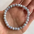Handgehouden armband van blauwe agaat edelsteenkralen met natuurlijke textuur - Lichtblauwe Agaat Stijl(Armband 61)