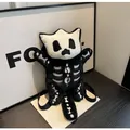 Sac à dos en peluche crâne mignon noir avec détails squelettiques blancs et sangles - Noir