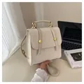 Vintage cream white faux leather backpack with gold hardware and top handle strap - One Size / White