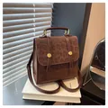 Vintage dark brown leopard print crossbody bag in matte suede with gold buckle - One Size / Coffee