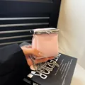 Pink lychee texture mini lipstick bag with silver kiss-lock frame and chain strap - One Size / Pink