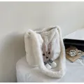 Borsa tote in peluche bianca a forma di coniglio con orecchie e gambe a righe - Taglia unica / Bianco Sporco
