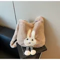 Borsa tote in peluche a forma di coniglio beige con morbida finta pelliccia - Taglia unica / Cachi