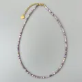 2mm natuurlijke paarse kristallen kralenketting met hartvormige hanger van 18k goud - 38+5cm / Paarse kralen stijl (1) / Paars