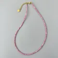 2mm roze kristallen kralenketting met 18k vergulde hartjeshanger en sluiting - 38+5cm / Roze kralen stijl (2) / Roze