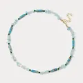 Collier de perles d'eau douce et pierres naturelles bleues avec fermoir ajustable - 38+5cm / Perles Tubes Bleues