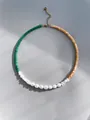 Detail of colorful gemstone beaded necklace with green aventurine and freshwater pearls - Green Aventurine Citrine Style (12)