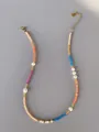 Detail of colorful gemstone beaded necklace with gold lobster clasp and extension chain - Faceted Multicolor Style (19)